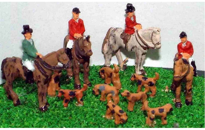 A67 Hunt Scene-4 horses & riders 8 hounds Unpainted Kit N Scale 1:148