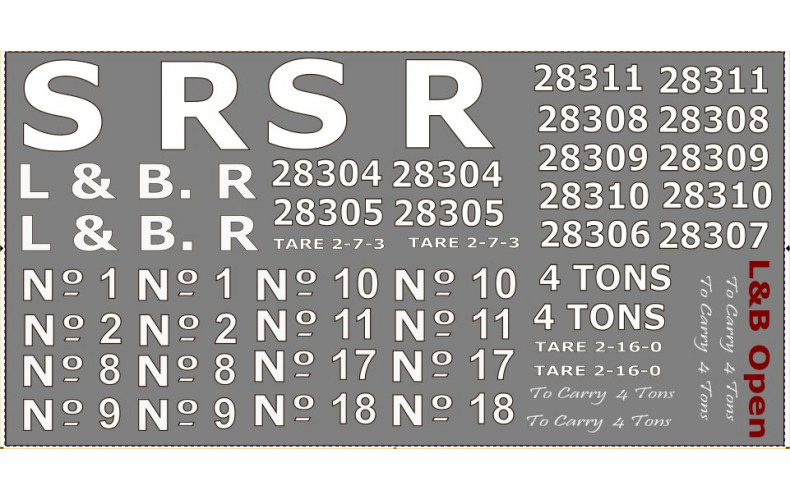 JT4 Lynton & Barnstable 4ton Open Wagon Decals (009 Scale 1/76th) 