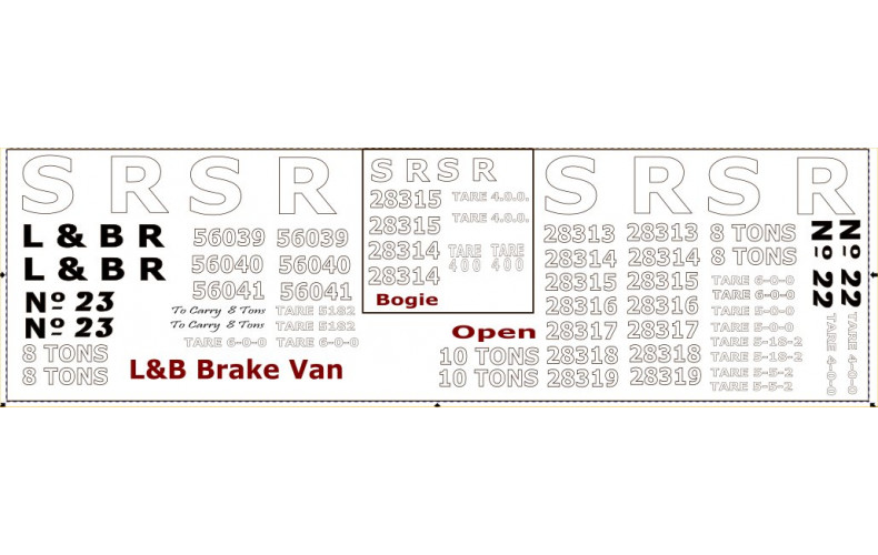 OP7 Decals L&B Wagons (Open, Bogie open, Brake Van) (O scale 1/43rd)