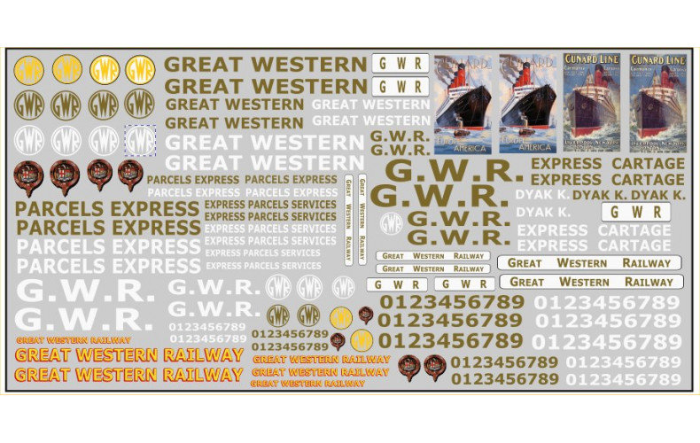 NT20 G.W.R. General Vehicle / Horse Drawn Waterslide decals  (N Scale 1/148th)