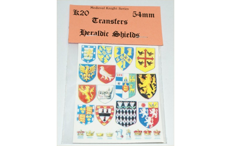 KS20 Waterslide Transfers - Heraldic Shields (54mm scale)